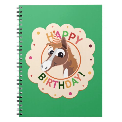 cute colorful horse birthday design notebook