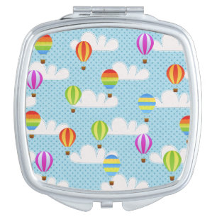 Cute Colorful Hot Air Balloons Pattern Compact Mirror