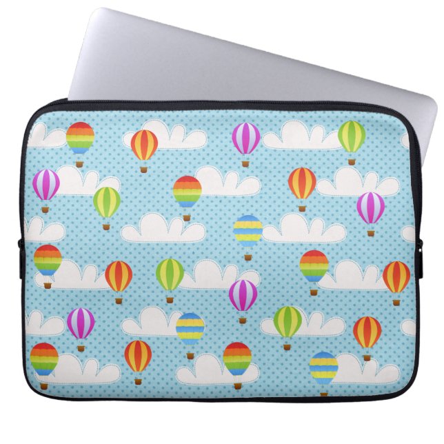 Cute Colorful Hot Air Balloons Pattern Laptop Sleeve (Front)