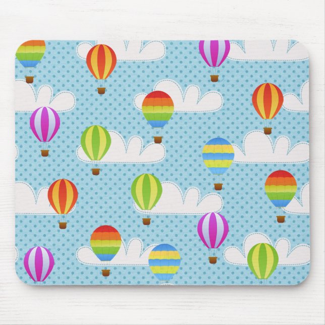 Cute Colorful Hot Air Balloons Pattern Mouse Pad (Front)
