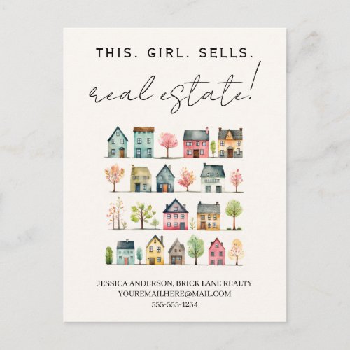 Cute Colorful Houses This Girl Sells Real Estate  Postcard