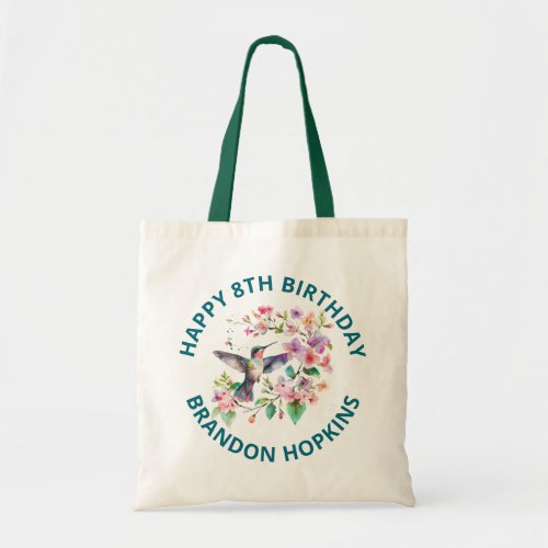 Cute Colorful Hummingbird and Floral Wreath Tote Bag