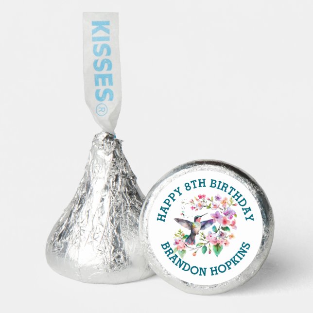 Cute Colorful Hummingbird and flowers Hershey®'s Kisses® (Front)