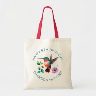 Cute Colorful Hummingbird and flowers Tote Bag