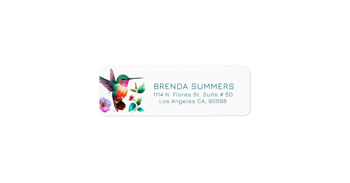 Cute Colorful Hummingbird Illustration Label | Zazzle