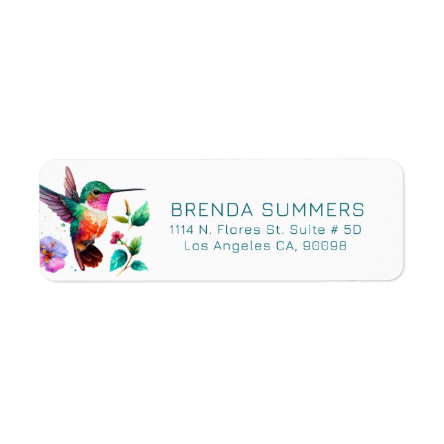 Cute Colorful Hummingbird Illustration Label (Front)