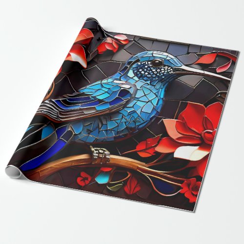 Cute Colorful Hummingbird Mosaics Decorative  Wrapping Paper