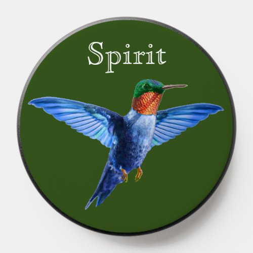 Cute Colorful Hummingbird on Green Forest PopSocket
