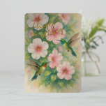 Cute Colorful Hummingbirds Gold Foil Birthday Card