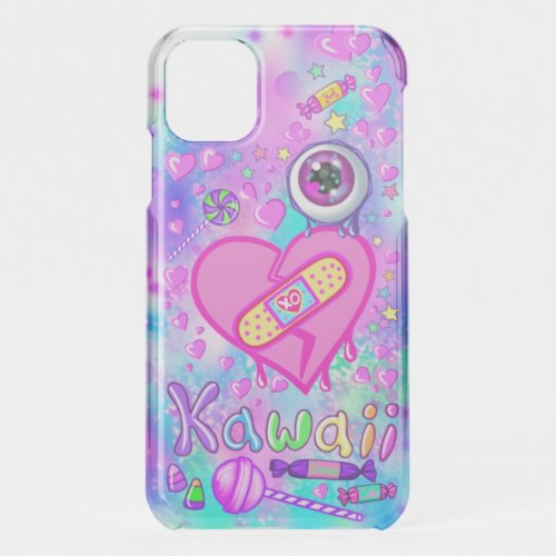 Cute Colorful I Heart Kawaii Clear iPhone 11 Case