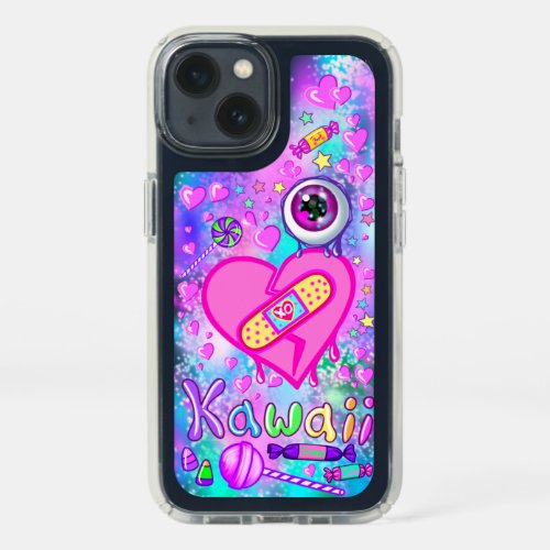 Cute Colorful I Heart Kawaii Clear iPhone 13 Case