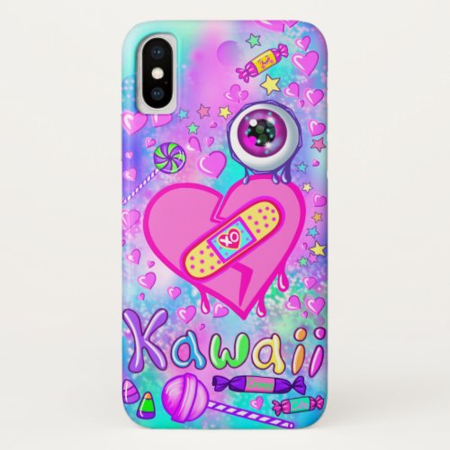 Cute Colorful I Heart Kawaii iPhone XS Case