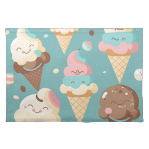 Cute colorful ice cream cloth placemat