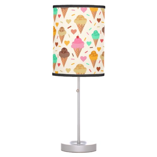 Cute Colorful Ice Cream Cone Girls Room  Table Lamp