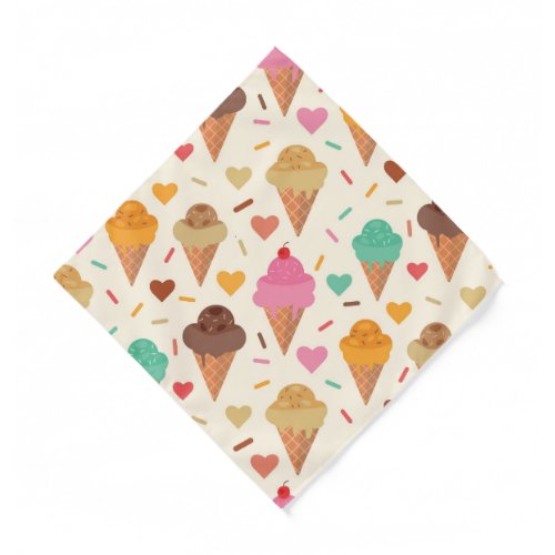 Cute Colorful Ice Cream Cone Pattern  Bandana