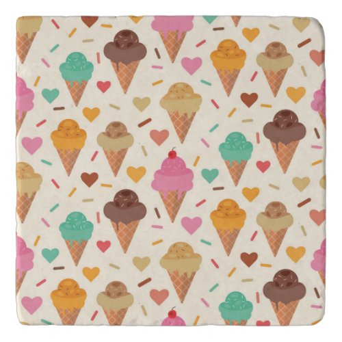 Cute Colorful Ice Cream Cone Pattern  Trivet