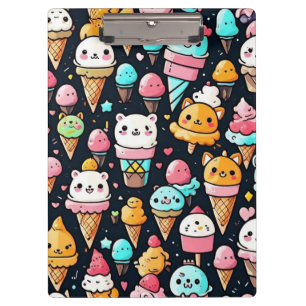 Cute colorful ice cream cones  clipboard