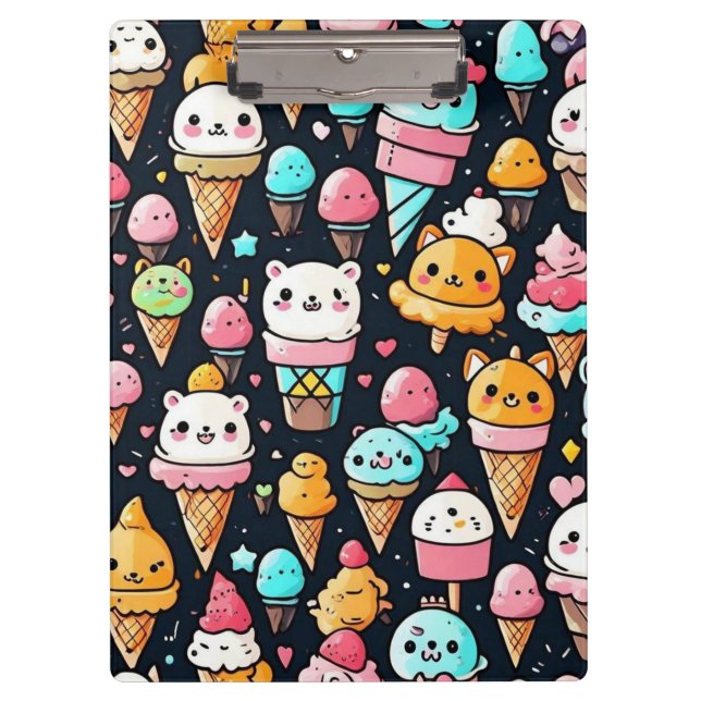 Cute colorful ice cream cones  clipboard (Front)