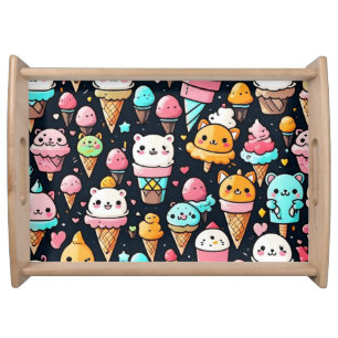 Cute colorful ice cream cones  serving tray