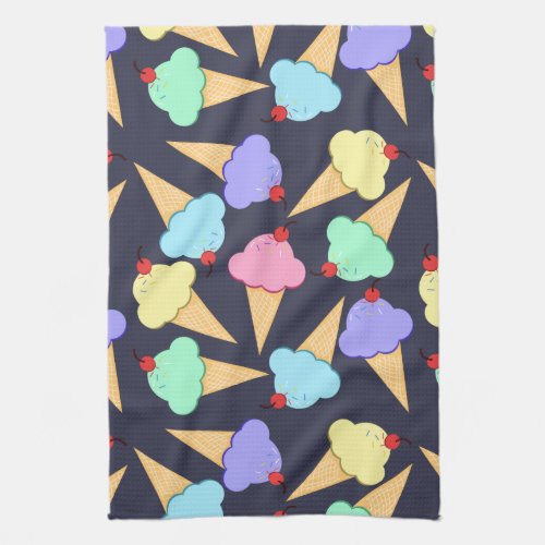 Cute Colorful Ice Cream Cones Towel