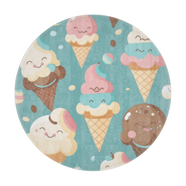 Cute colorful ice cream  cutting board (Front)