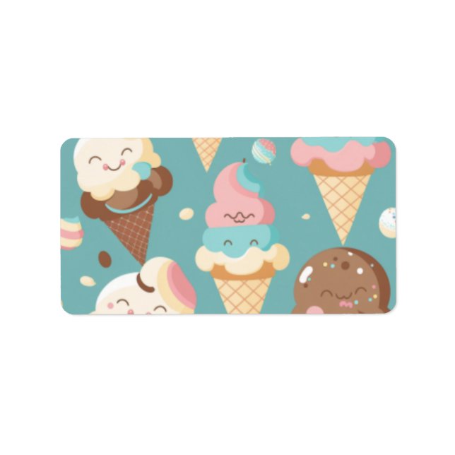 Cute colorful ice cream  label (Front)