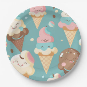 Cute colorful ice cream paper plates