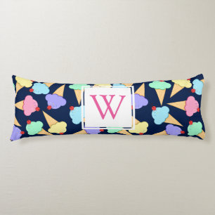Cute Colorful Ice Cream Pattern Monogram Body Pillow