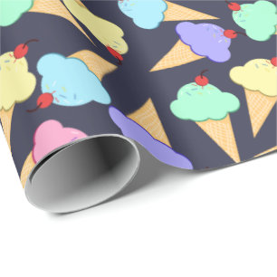 Cute Colorful Ice Cream Pattern Wrapping Paper