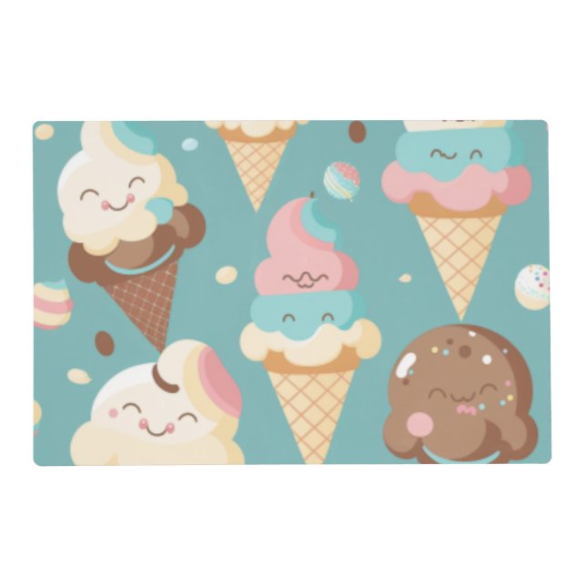 Cute colorful ice cream  placemat (Front)