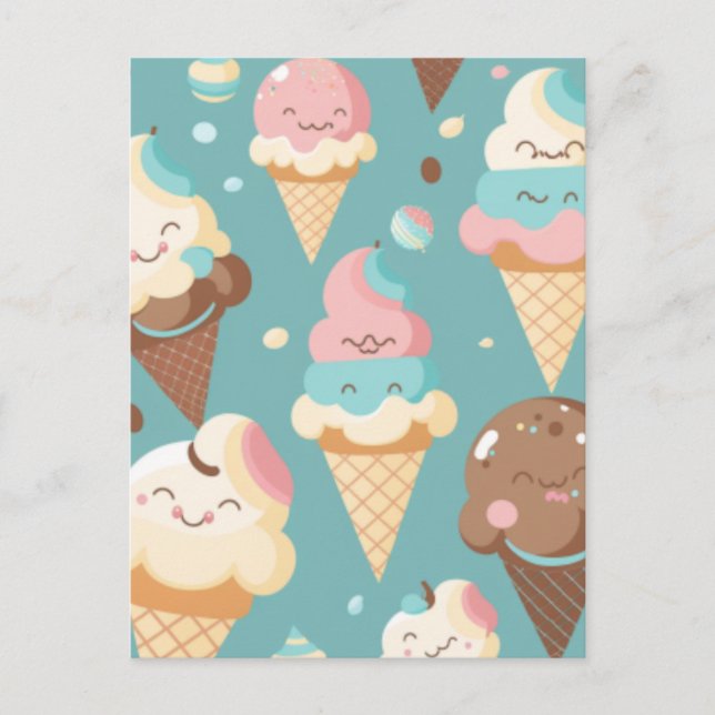 Cute colorful ice cream  postcard (Front)