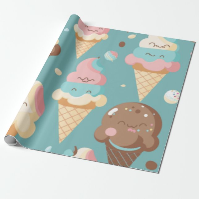 Cute colorful ice cream  wrapping paper (Unrolled)