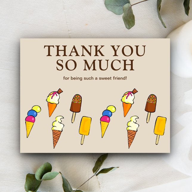 Cute Colorful Ice Creams Beige Thank You Postcard (Creator Uploaded)