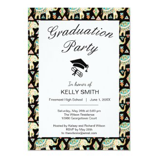 Cute colorful indian elephants graduation party