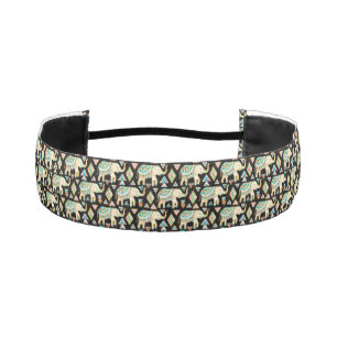 Cute colorful indian elephants pattern athletic headband