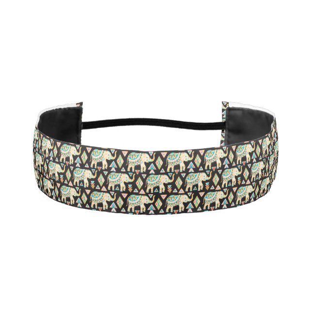 Cute colorful indian elephants pattern athletic headband (Front)