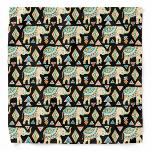 Cute colorful indian elephants pattern bandana