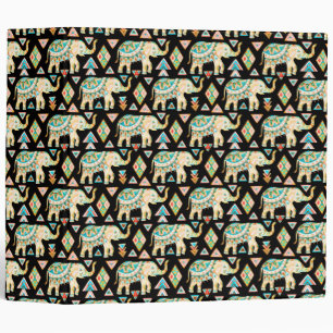 Cute colorful indian elephants pattern binder