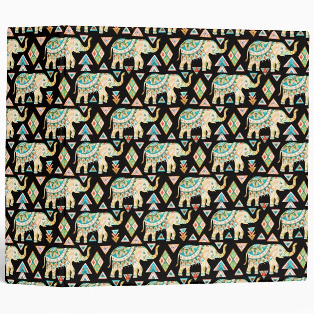 Cute colorful indian elephants pattern binder (Front/Spine)