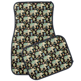 Cute colorful indian elephants pattern car floor mat