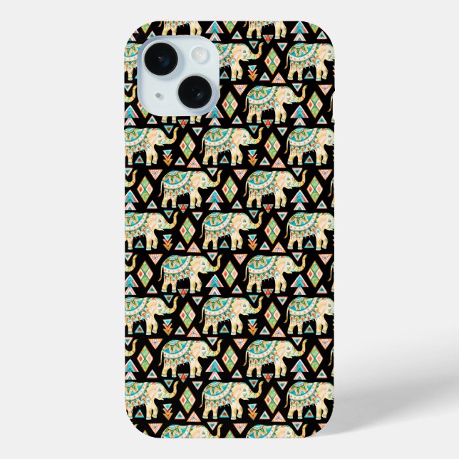 Cute colorful indian elephants pattern Case-Mate iPhone case (Back)