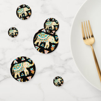 Cute colorful indian elephants pattern confetti
