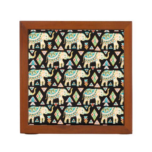 Cute colorful indian elephants pattern desk organizer