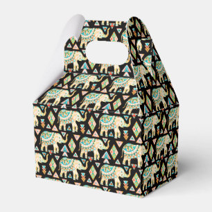 Cute colorful indian elephants pattern favor boxes