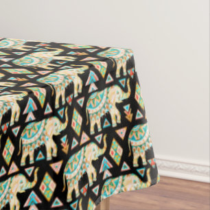 Cute colorful indian elephants pattern tablecloth