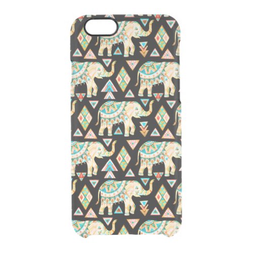 Cute colorful indian elephants pattern clear iPhone 66S case