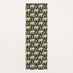 Cute colorful indian elephants pattern yoga mat