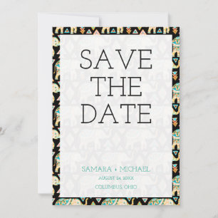 Cute colorful indian elephants save the date