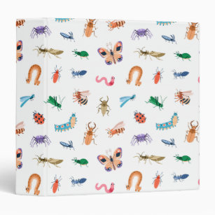 Cute Colorful Insect Pattern 3 Ring Binder