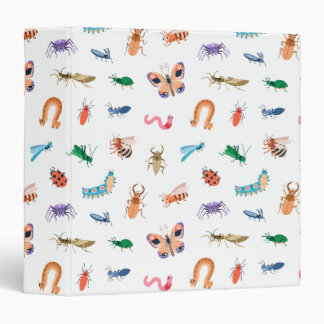 Cute Colorful Insect Pattern 3 Ring Binder